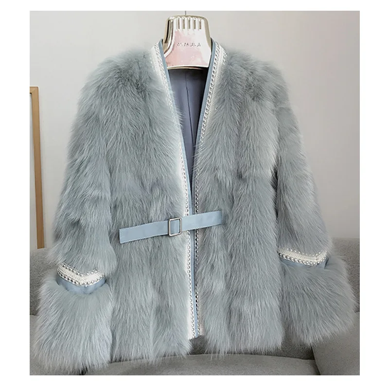 Coat women's midi length fur young winter