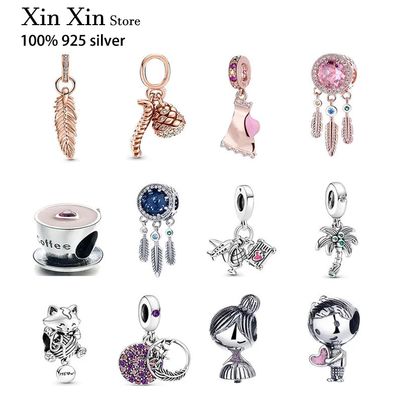 

Authentic 925 Sterling Silver Dream Catcher Coffee Cup Boy Charm For Original Pandora Women's Bracelet Necklace