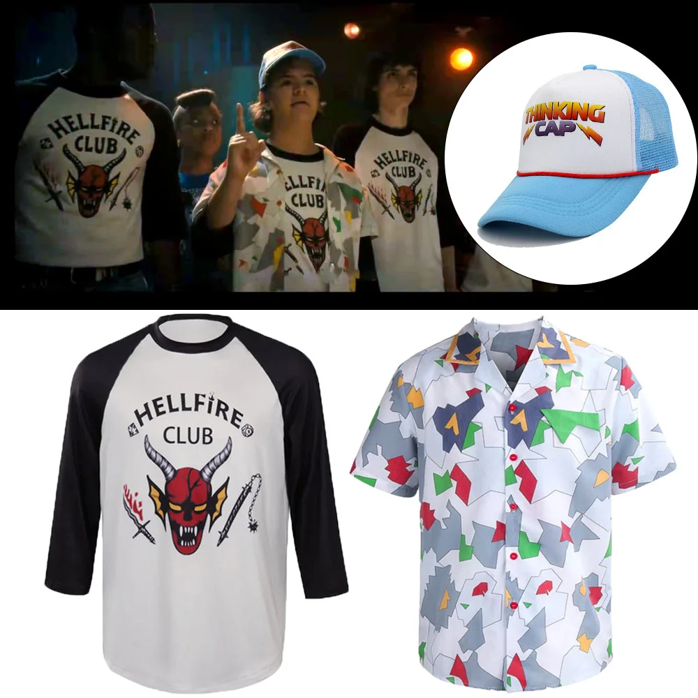 Футболка Hellfire для клуба очень странные дела костюм косплея топы Дастина мужчин и