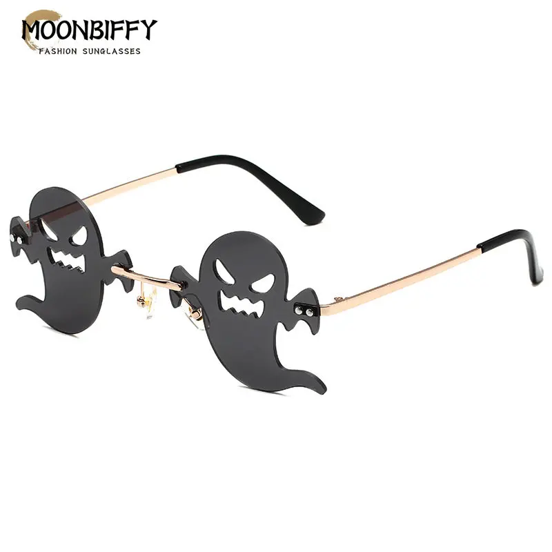 

Funny Devil Sunglasses Men Women Ghost Shape Glasses Rimless Sun Glasses Party Props UV400 Halloween Gift Decoration Eyewear