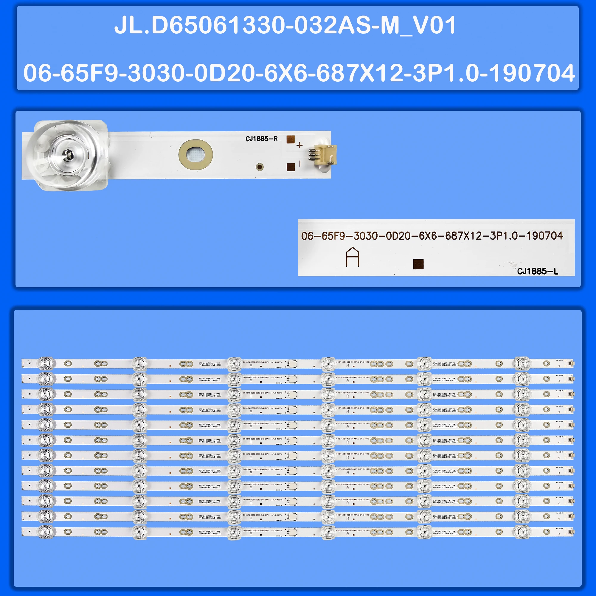 

Светодиодная подсветка Strio 06-65F9-3030-0D20-6X6-687X12-3P1.0-190704 Для 65-дюймового телевизора SMART TV K6 65 SMART TV BX LЕ65U6900UG LU65D31J