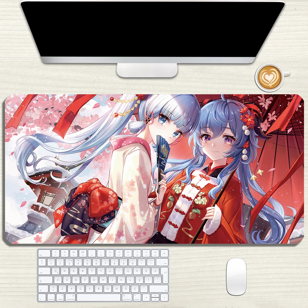 

Game Genshin Impact Kamisato Ayaka Mouse Pad Fashion Ganyu Gamer Mousepad Rubber Lock Edge Mouse Mat Large Desk Pad Props