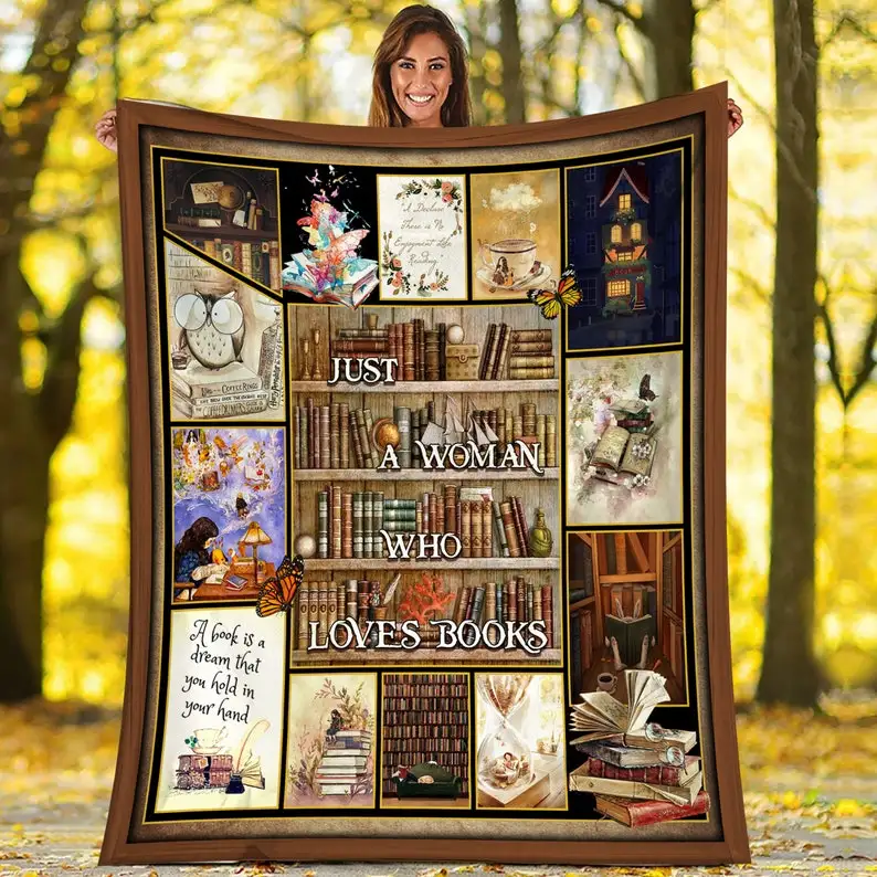 

Just A Woman Who Love Book Fleece Blanket Quilt Book Lovers Fleece Blanket Quilt