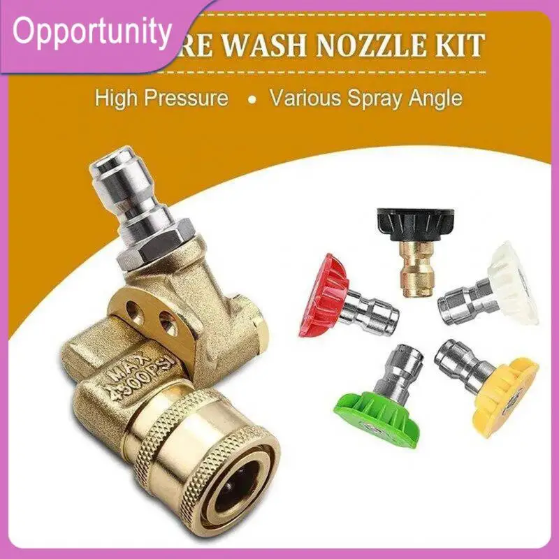 

4500PSI Connecting Pivoting Coupler 5 Spray Nozzle Tips Adjustable 1/4 Pressure Wash Nozzle Kit Power Washer Cleaning Tools