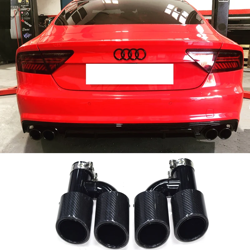 2 pz/set tubo di scarico posteriore per auto in acciaio inossidabile Dual Out per Audi A4 A5 A6 A7 fino a S4 S5 S6 S7 punta del silenziatore nero ugello da 60mm
