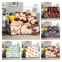 pug dog blanket cartoon smooth soft print throw blanket for sofa chair bed office travelling camping