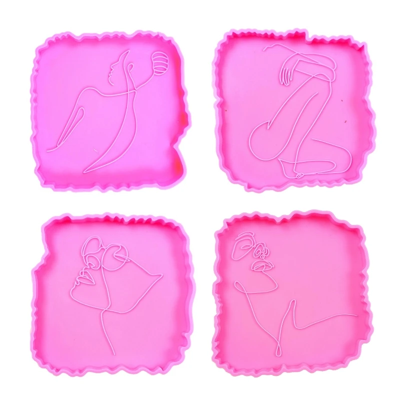 

1/4Pcs Square Geode Coaster Agate Resin Molds Silicone Molds for Epoxy Casting