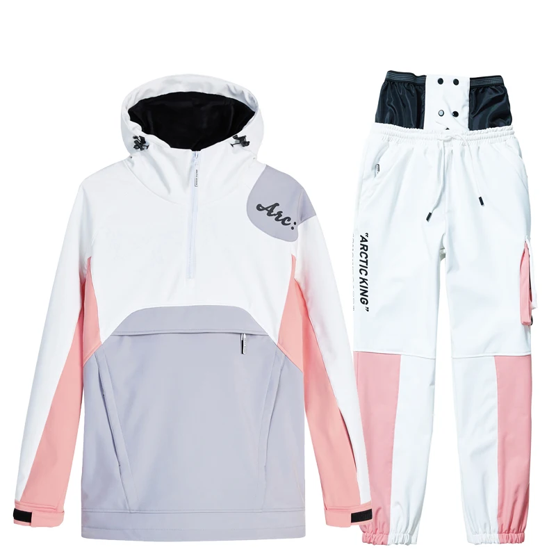 

New Women's & Men's Ski Suit Jacket and Pants Set Windproof Waterproof Warm Skiing Snowboarding Winter Stitching Color SnowSuit