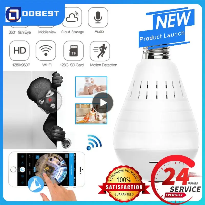 1/2/3PCS OOBEST Wifi Panoramic Camera Smart light bulb 360 Degree Fisheye Wireless Home Security Video Surveillance  built-in