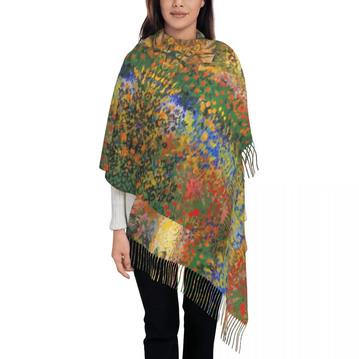 

Flower Garden Painting By Vincent Van Gogh Scarf Women Stylish Winter Fall Shawl Wraps Tassel Wraps