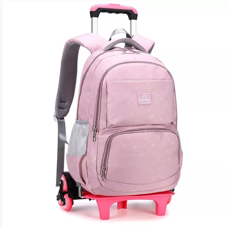 Kids Girls Large Trolley Schoolbag On wheels Climb Stairs Luggage Travel Backpacks Removable Children School Bags with Wheels