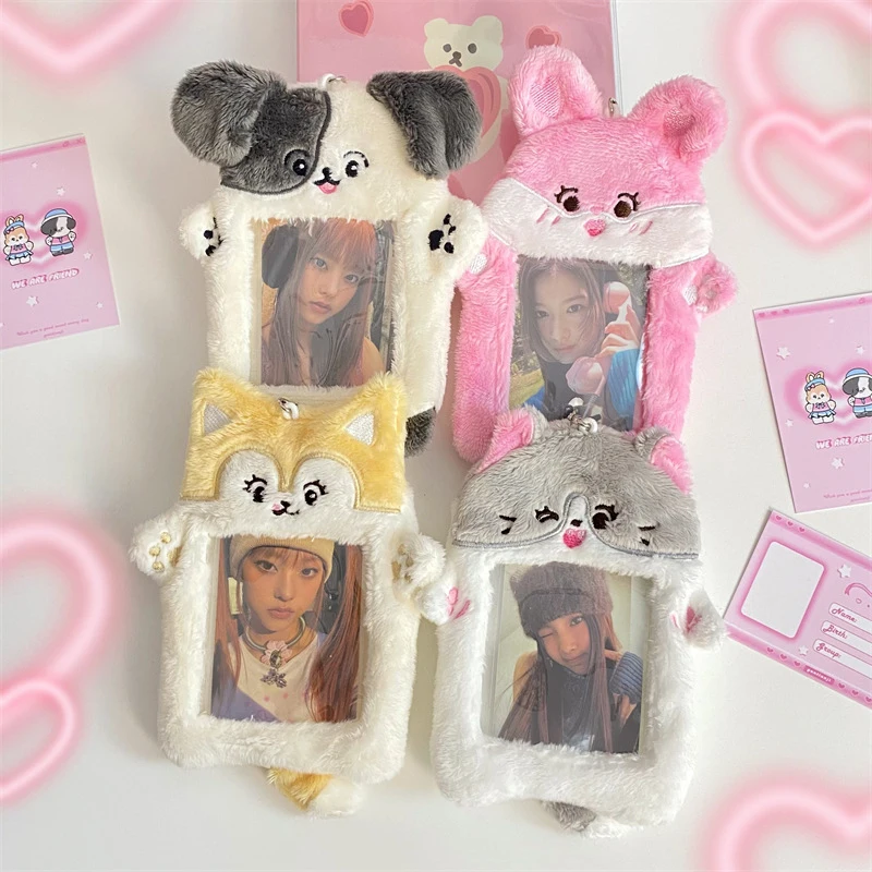

Card Storage Case Plush Animal Card Case Card Display Pendant Cartoon Cute Korean Style Postcard Holder INS DIY Stationery
