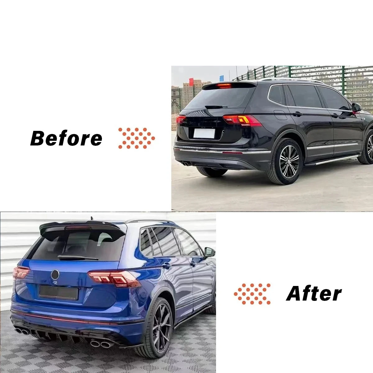 Фото Автомобильный задний бампер, спойлер, сплиттер Rline для Volkswagen Tiguan 2017 2018 2019 2020 2021 2022 2023 2024, автоаксессуары, тюнинг №3