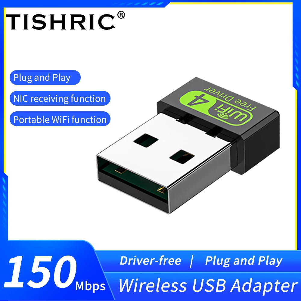 

TISHRIC 150M/600M Wireless Network Card150Mbps Wi-Fi USB 2.0 Driver-Free Plug And Play Antenna Mini USB Wifi Adapter For Desktop