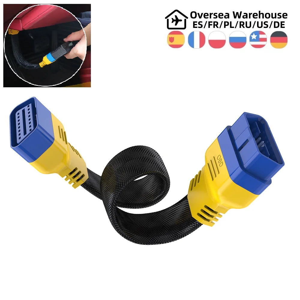 

Усиленный гибкий удлинитель AUTOOL OBD2, кабель с 16-контактным разъемом типа «Папа-мама», 20 см, для Launch Easydiag