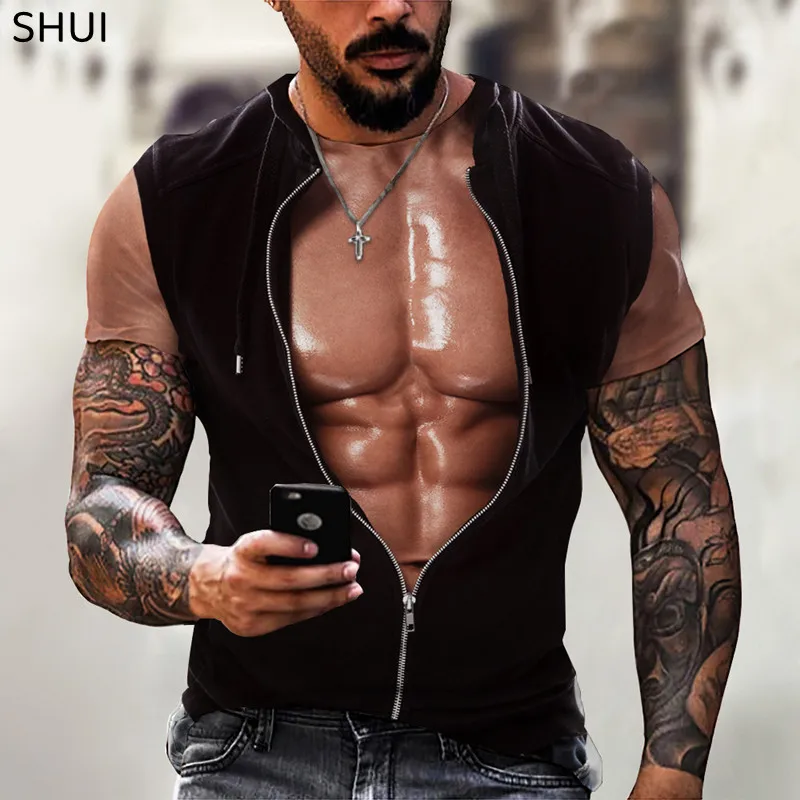 

2022 Men's T-Shirt Bodybuilding Muscle Streetwear T-Shirty Print T-shirt Summer Round Neck Clothes New Clothing Tshirt Men Dutch