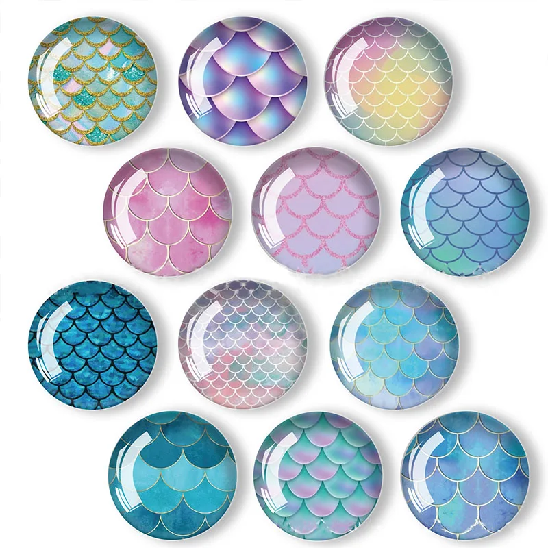 

Mermaid Scale Fridge Magnets Round Whiteboard Sticker Decors For Home Happy Mermaid Birthday Party Decor Kids Favor Gifts