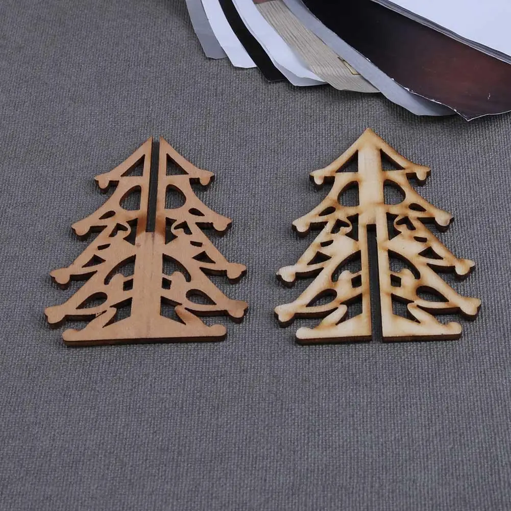 

2Pcs Christmas Wooden Chips Ornament Party Birthday Xmas Tree Hanging Tags Pendant Handmade DIY Craft Decorations