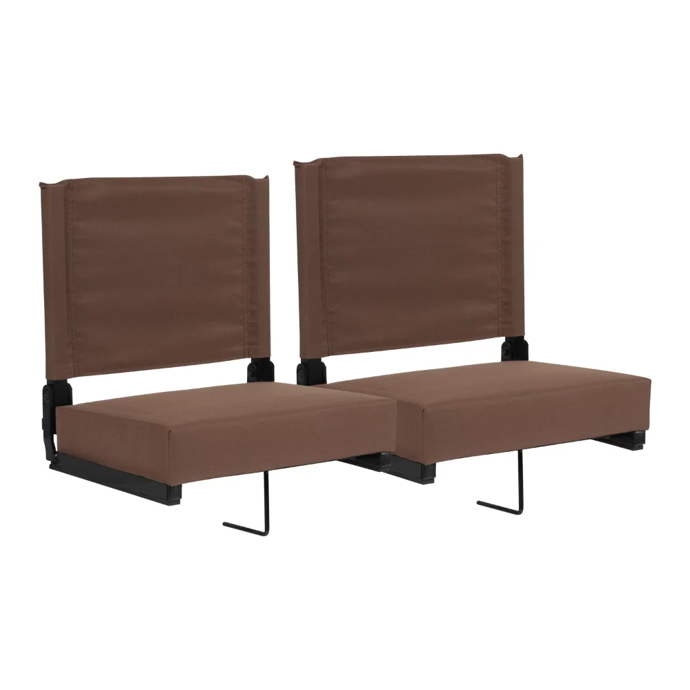 

Set of 2 Grandstand Comfort Seats by Flash - 500 lb. Rated Lightweight Stadium Chair with Handle & Ultra-Padded Seat, Brown