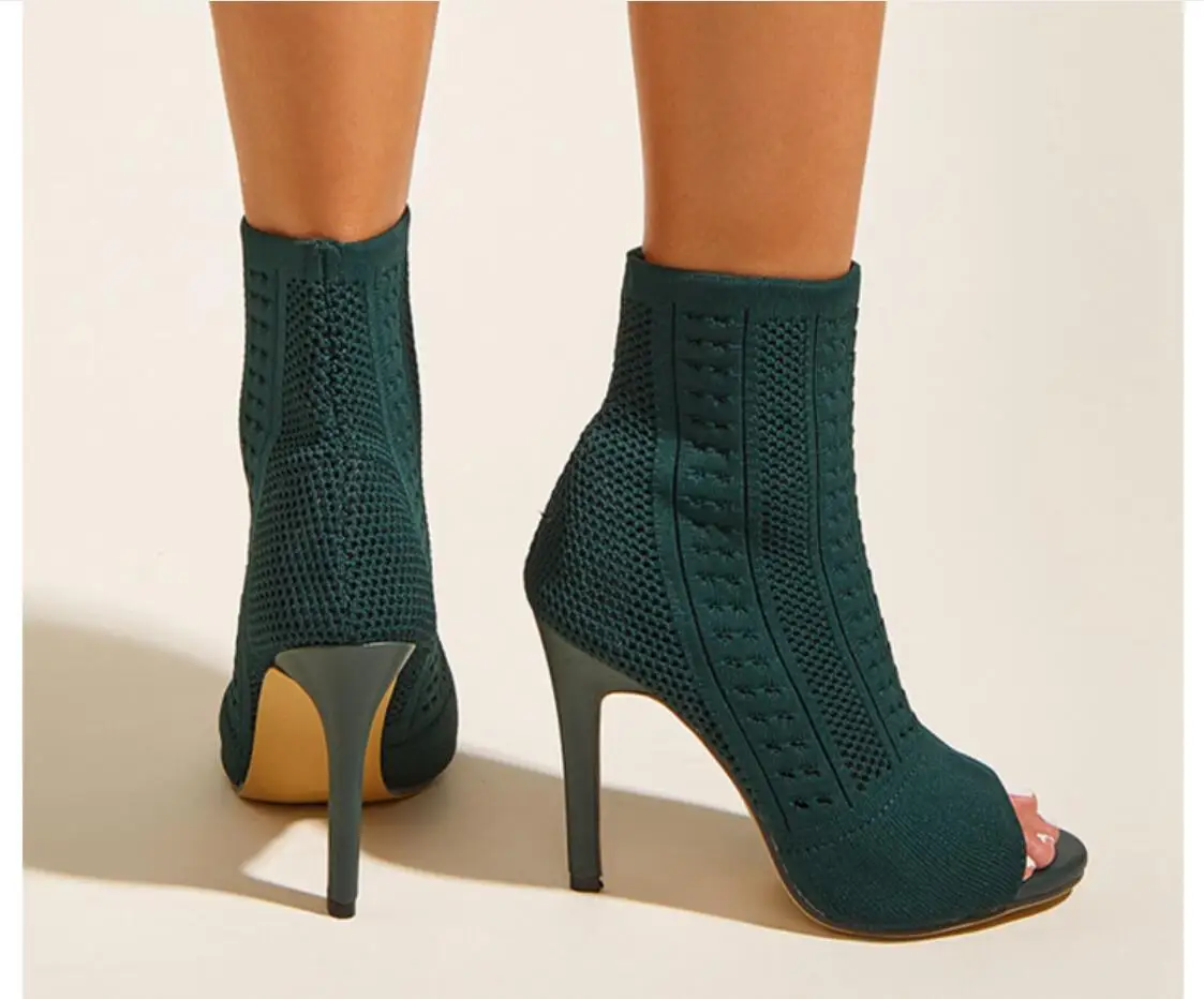 New Sexy Women's Sandals Green High Quality Air Mesh Sexy High Heels Open Toe Gladiator Sandal Black Summer Classic Shoes