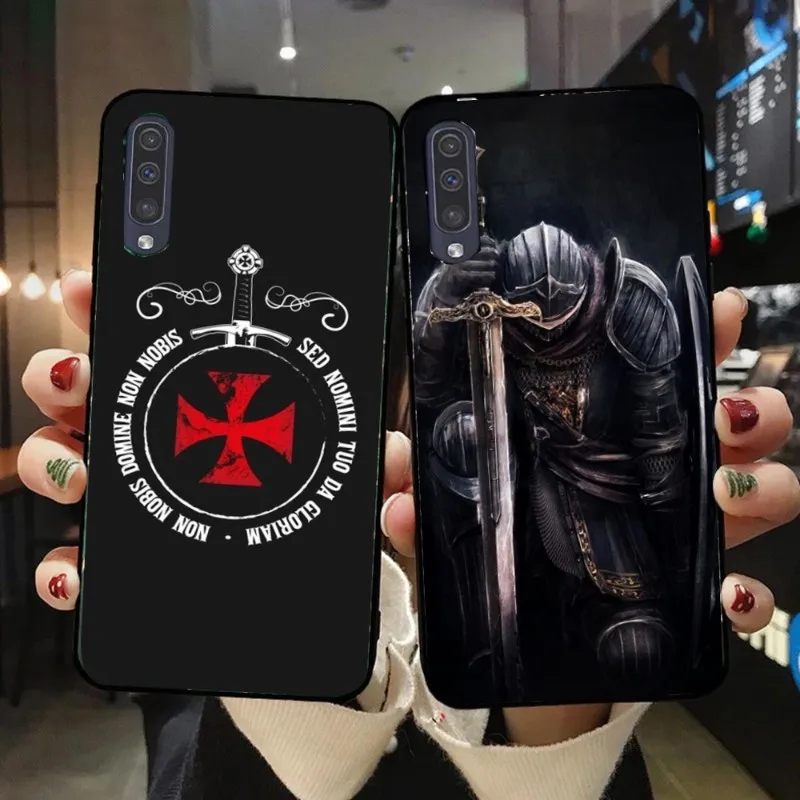 

Templar Knight Phone Case For Samsung A91 A81 A73 A72 A71 A30S A20 A12 A13 A52 A53 4G 5G Soft Black Phone Cover