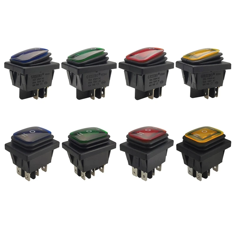 

4/6 Pin KCD4 Switches 2/3 Position SPST Toggle Switch Boat Rocker Switch with LED for Industrial Automotive Home