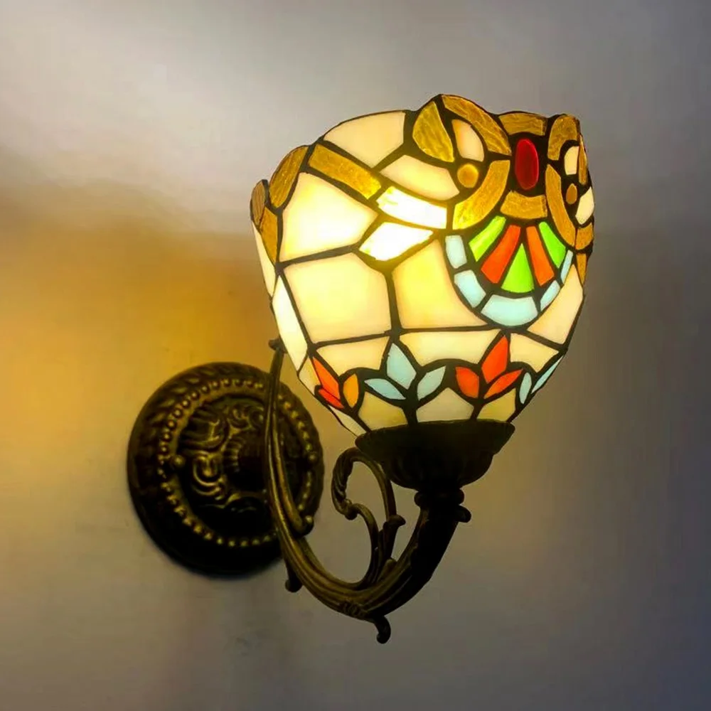 

LongHuiJing Tiffany Stained Glass Lampshade LED Wall Sconce Lamp Tiffany Style Wall Light