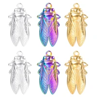 6pcs animal cicada pendants for jewelry making stainless steel charm punk accessories cricket pendant charm diy necklace earring