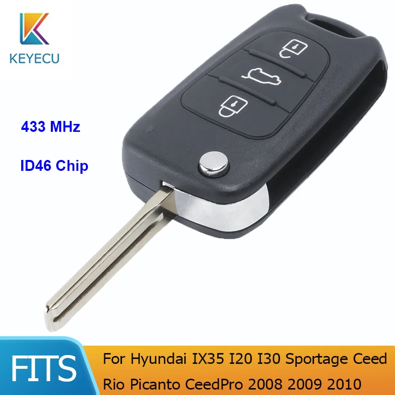 

Пульт дистанционного управления для Hyundai IX35 I20 I30 Sportage Ceed Rio Picanto CeedPro 2008 2009 2010 3 кнопки 433 МГц ID46