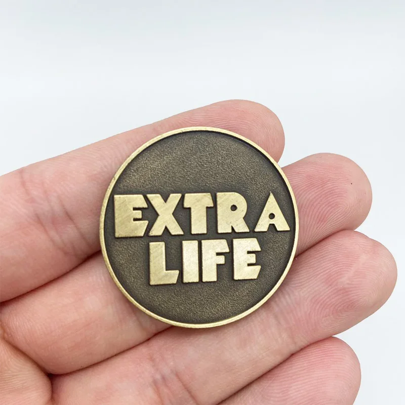 Готовый игрок One Extra Life Coin Косплей Moive Prop комментирующая монета