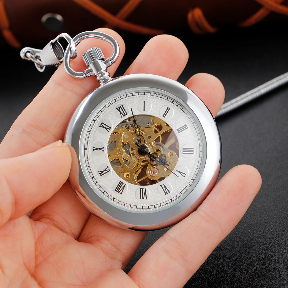 Featured Hollow Silver Gold Mechanical Pocket Watch High Quality Unisex Necklace Pendant Jewelry Gift for Men and Women Religio