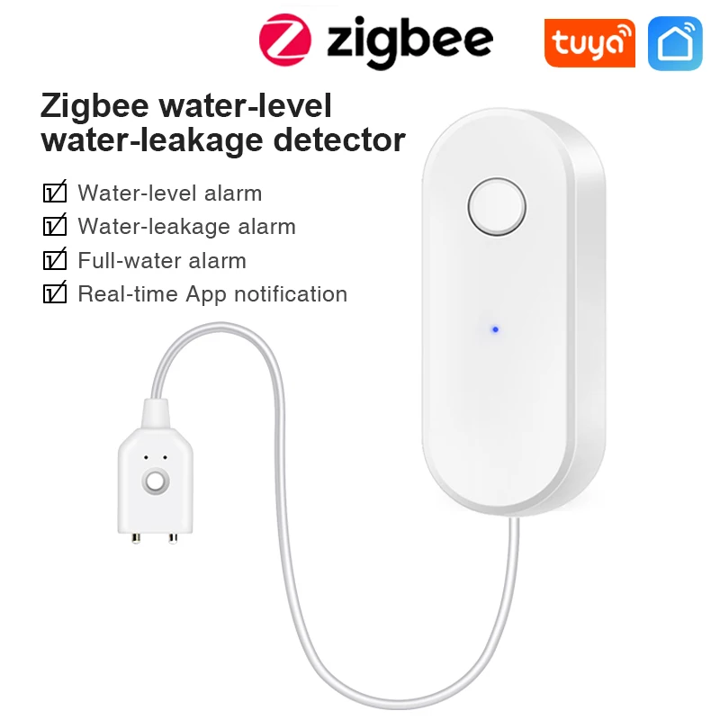 Датчик утечки воды Zigbee Беспроводной сенсор для обнаружения уровня работает с