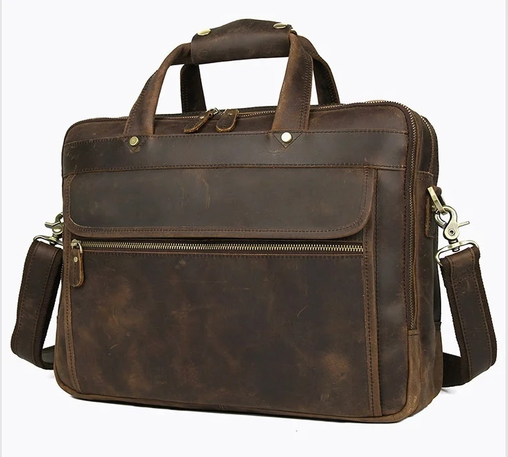 Best Quality Leather Briefcase Bag For Man Travelling Business Bag Genuine Leather SuitCase Bag Vitnage Man Commute Bag
