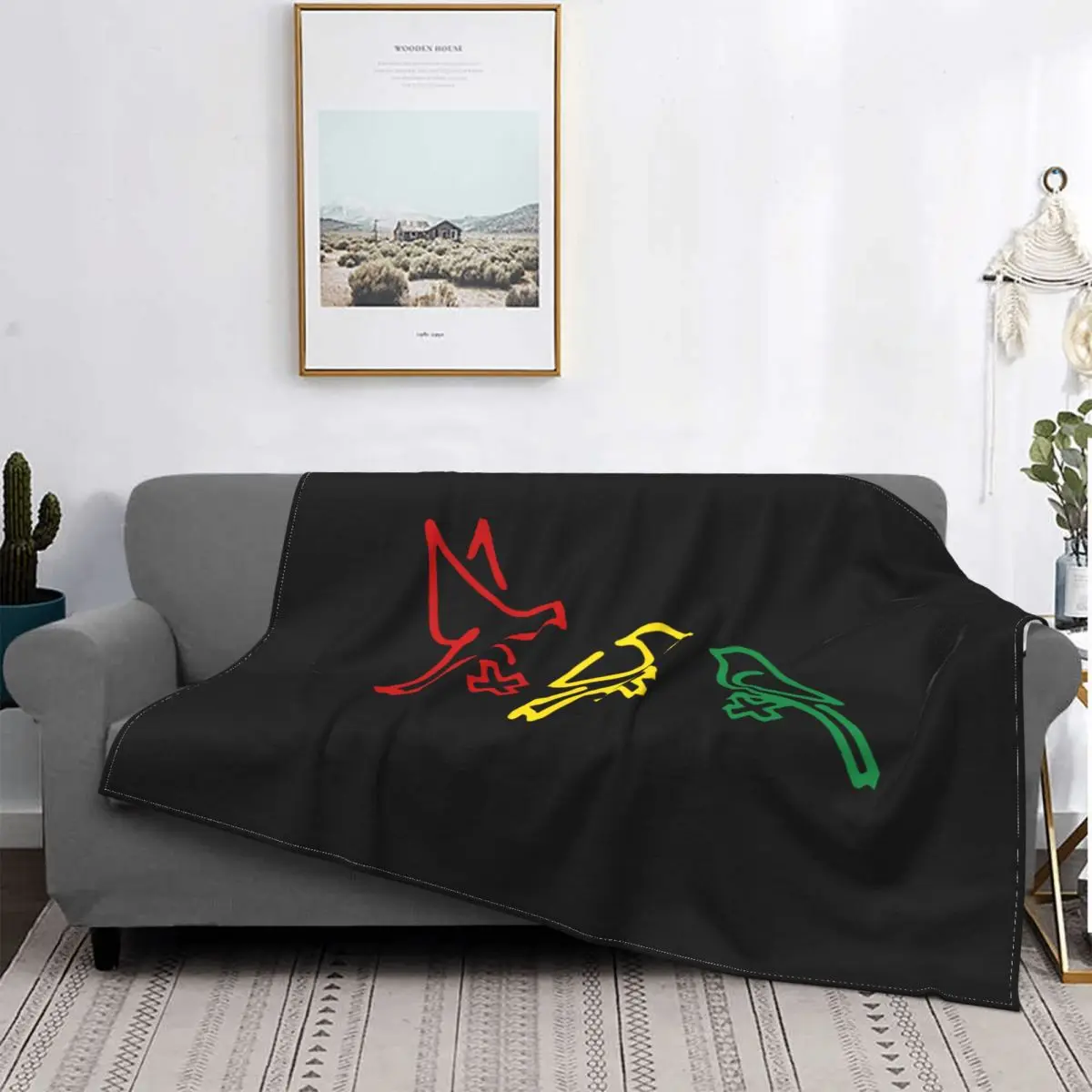 Ajax Bob Marley 3 Little Birds Colorful Blankets Flannel Decoration Soft Throw Blankets for Bed Travel Plush Thin Quilt