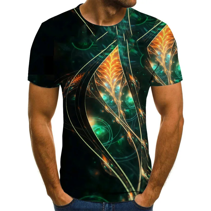 

New Casual Men's T-Shirts Summer Fashion Short-Sleeved 3D Vision Round Neck Tops Trendy Streetwear