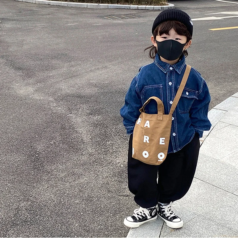

Canvas Letter Kids Boys Shoulder Bags Fashion Baby Bag for Girls Portable Coin Snacks Children Handbag Summer Casual Canvas Bag