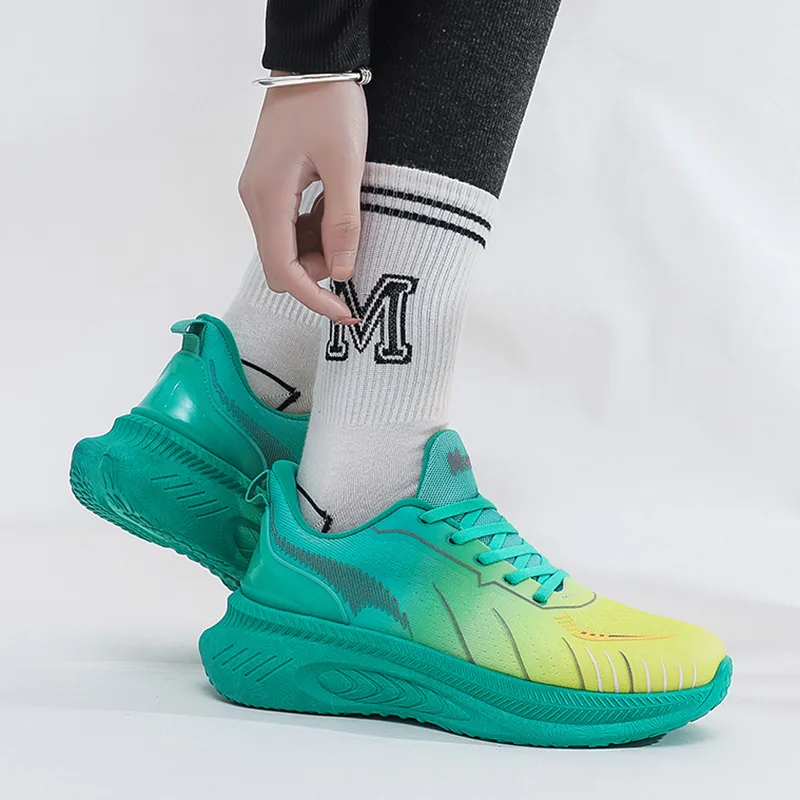 2023 New Spring Orange Cheap Men Women Running Shoes Mesh Height Increasing Sports Shoes Man Chunky Breathable Jogging Shoes Men