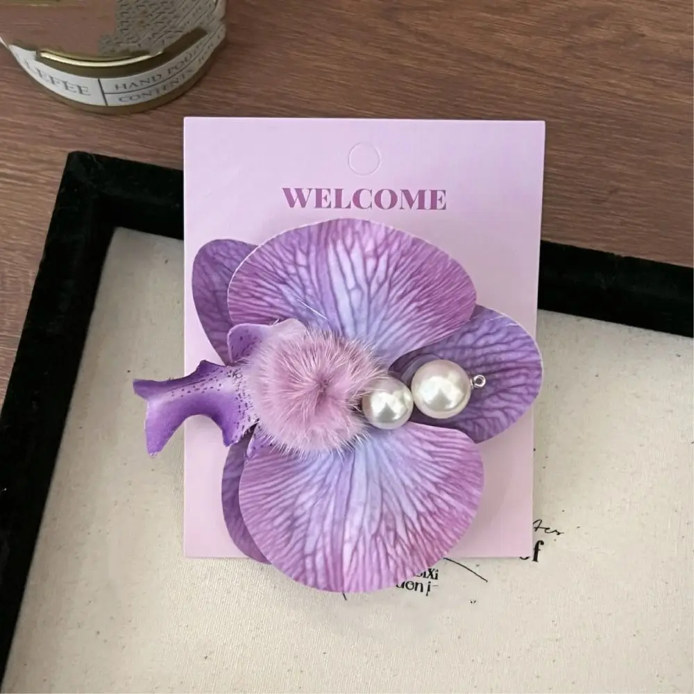 Заколка для волос с жемчугом и цветком орхидеи бабочка орхидея корейский стиль