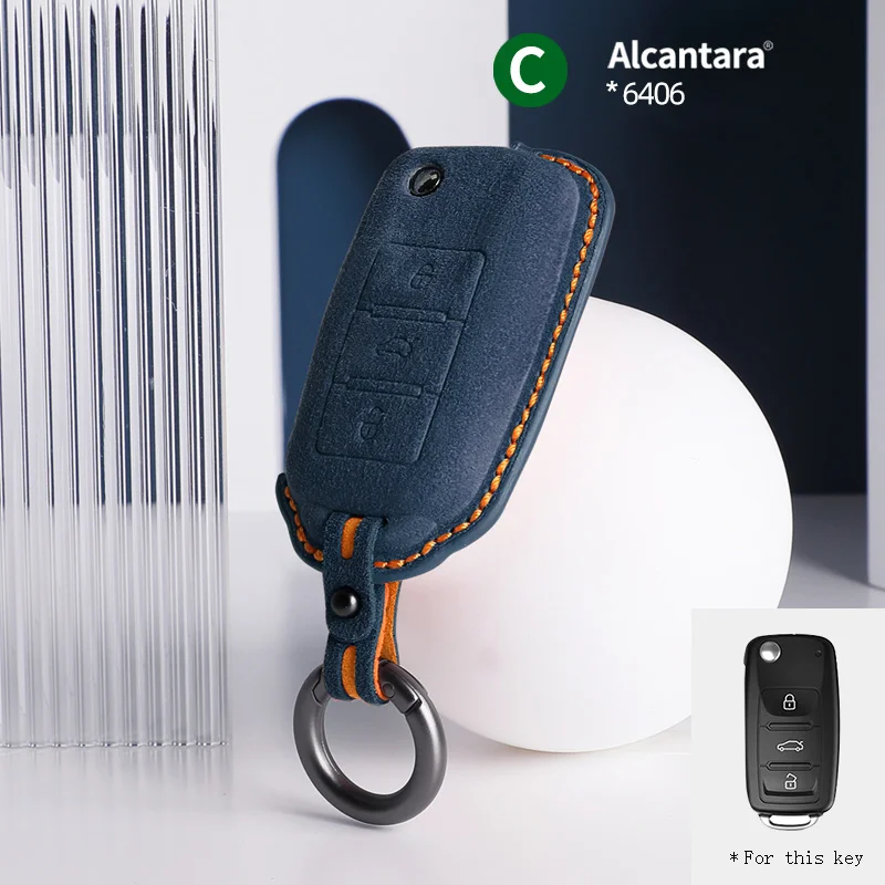

Alcantara Car Key Shell Buckle Bag For Volkswagen Jetta Passat Bora Lavida Sagitar Interior Accessories
