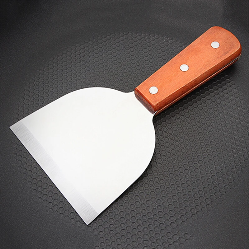 

Stainless Steel Steak Spatula Pancake Scraper Turner Grill Beef Fried Pizza Shovel With Wood Handle Spatula Bread Kitchen BBQ To