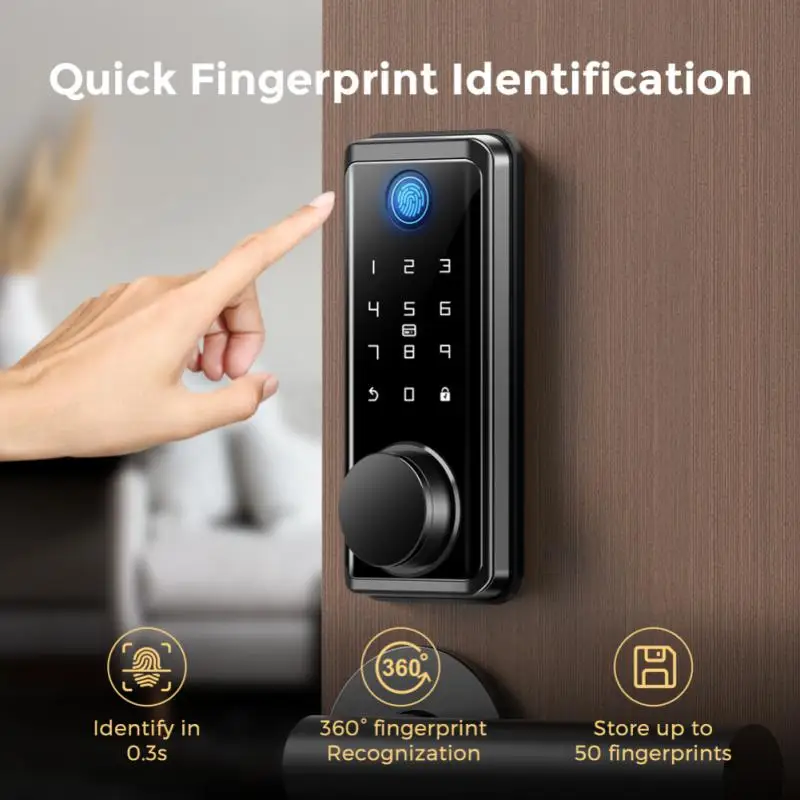 

Smart Door Lock Biometric Fingerprint Bluetooth Tuya Mobile App Unlock Password New Smart Security Protection Electronic Lock