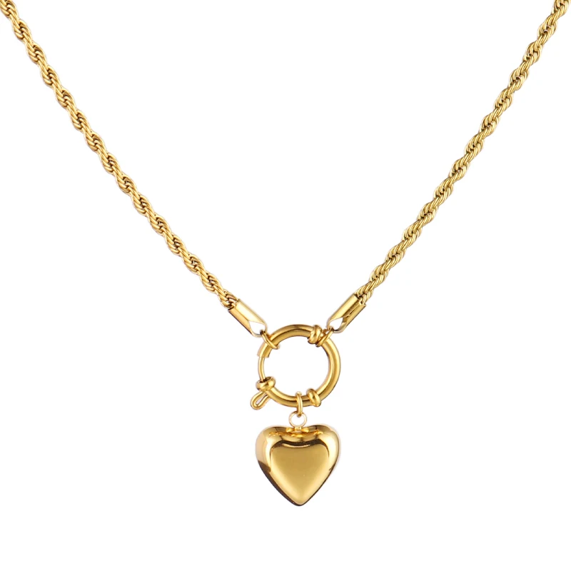 

316L Stainless Steel Necklace For Women Hollow Heart Pendant Necklaces Jewelry Punk Lock Charms Necklace Chain Choker Jewelry