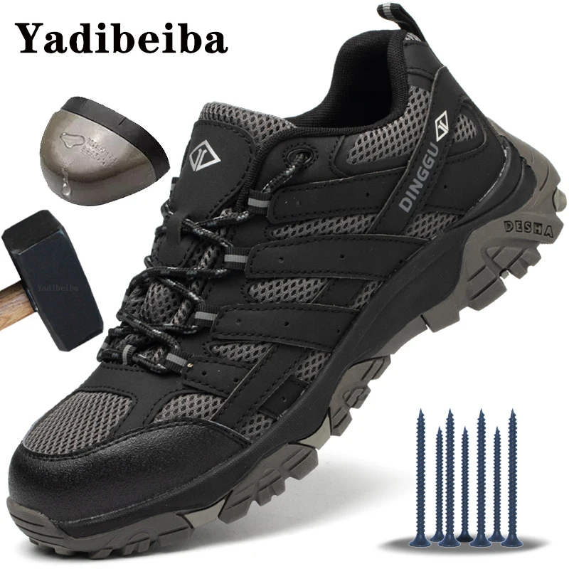 

Модные рабочие кроссовки, дышащая защитная обувь против ударов, мужские рабочие защитные ботинки, Рабочая обувь со стальным носком, неразру...