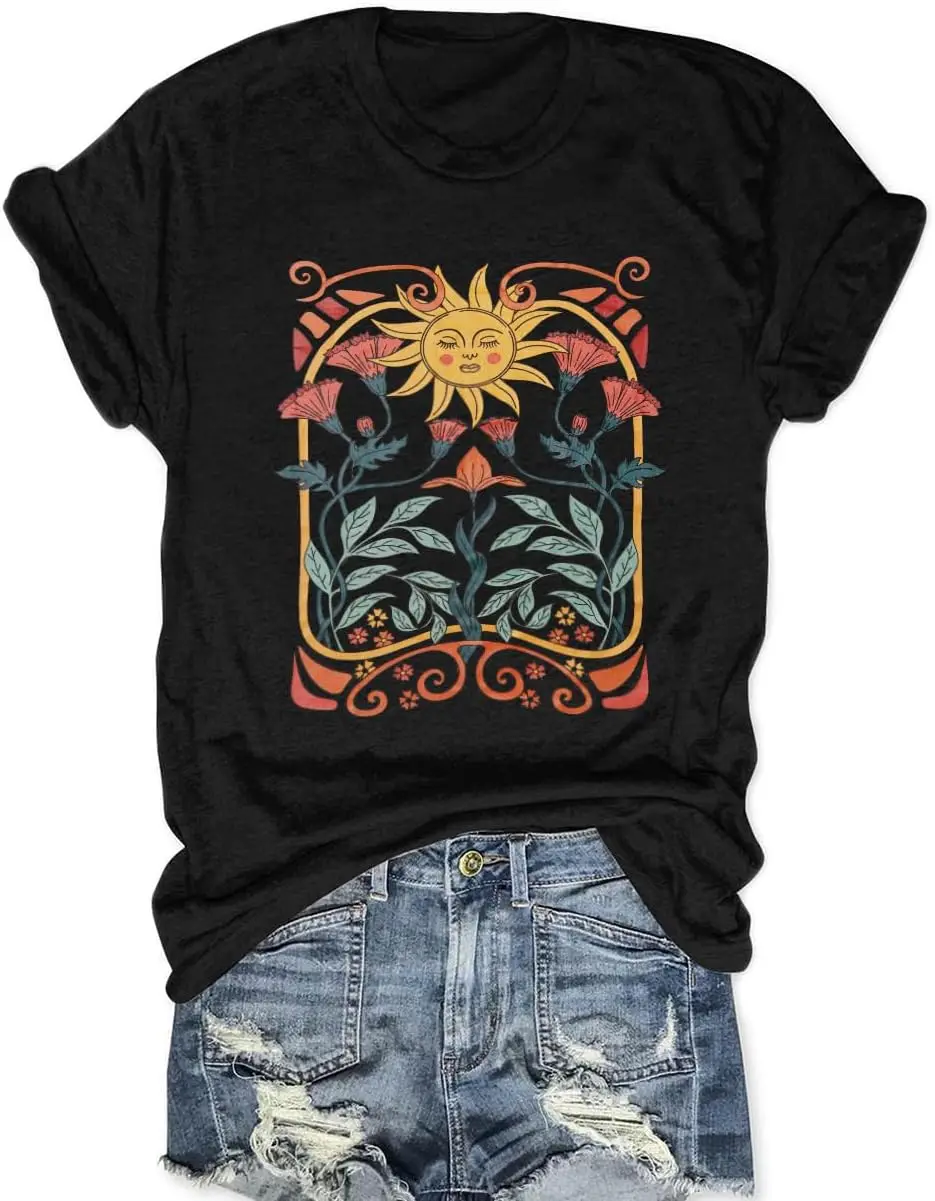 Женская винтажная футболка с полевым цветком забавные солнечные мистические