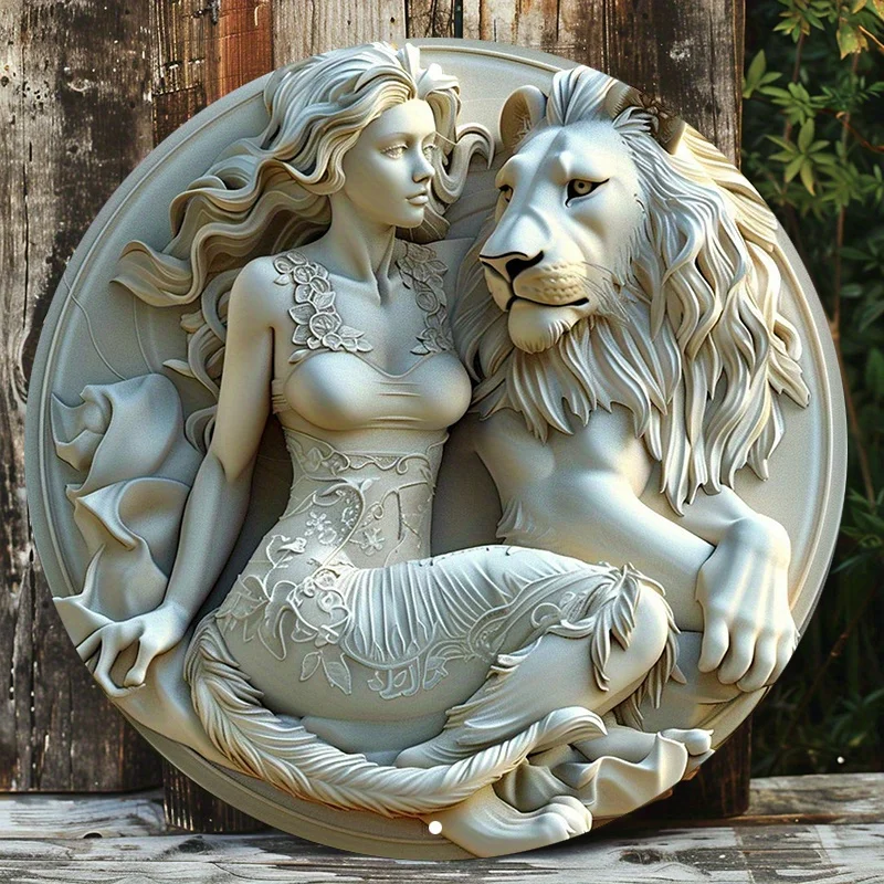 

Настенное искусство из алюминия "Белая львица и женщина", 8/11.8 дюймов