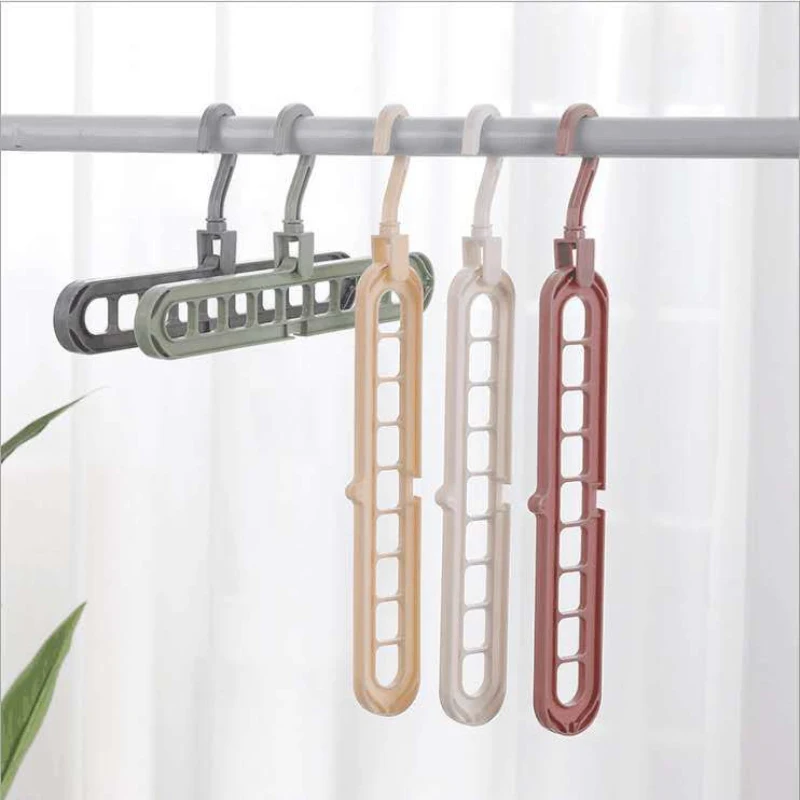 

For Wardrobe Space Bedroom Closets 9-hole Clothes Organizer Multifunctional Pant Rack Hanger Drying Rack Coat Hanger Folding