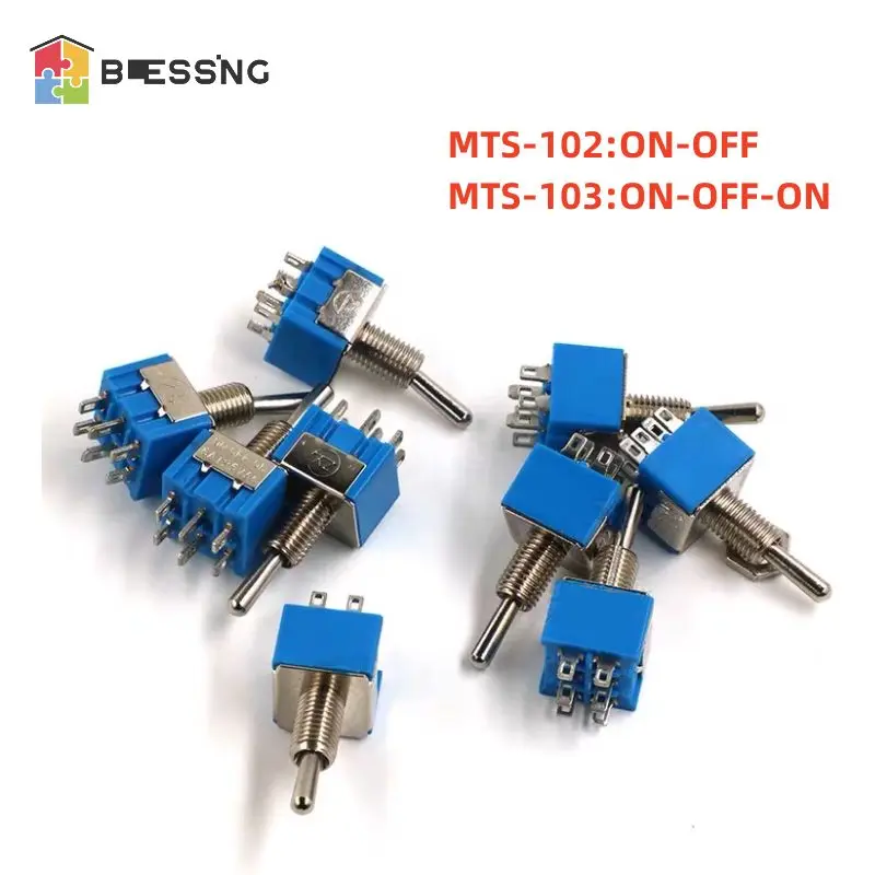

1Pcs DIY Toggle Switch ON-OFF-ON / ON-OFF 3Pin 3 Position Latching MTS-103 MTS-102 AC 125V/6A 250V/3A Power Button Switch Car