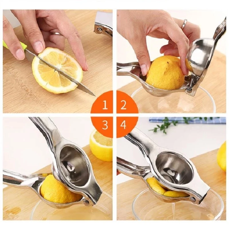 Kitchen Useful Gadget Stainless Steel Hand Press Lemon Squeezer Lime Orange Citrus Press Juicer Vegetable Fruit Juice Bar Tools images - 6