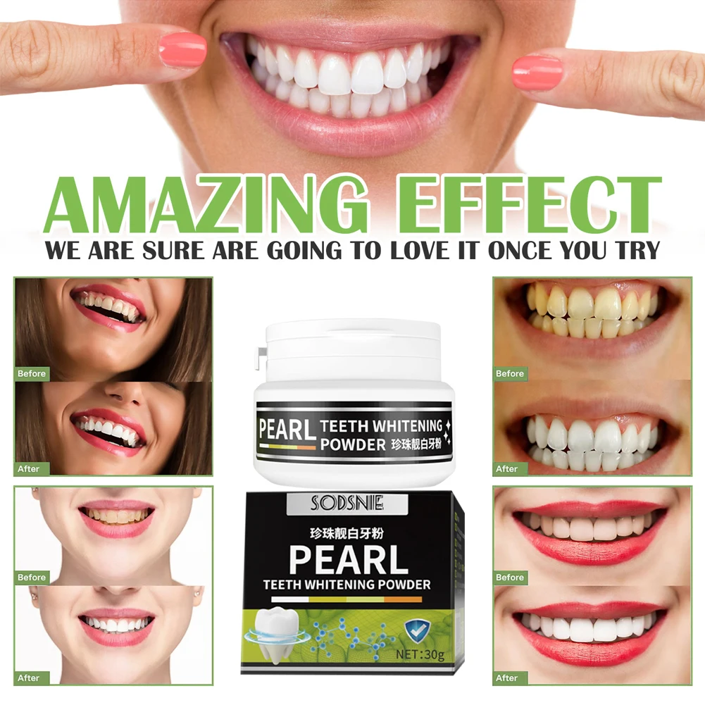 

Pearl Teeth Whitening Powder Tooth Brightening Products Oral Cleaning Stains Powder Remove Tartar Protect Teeth Cleaning Powder
