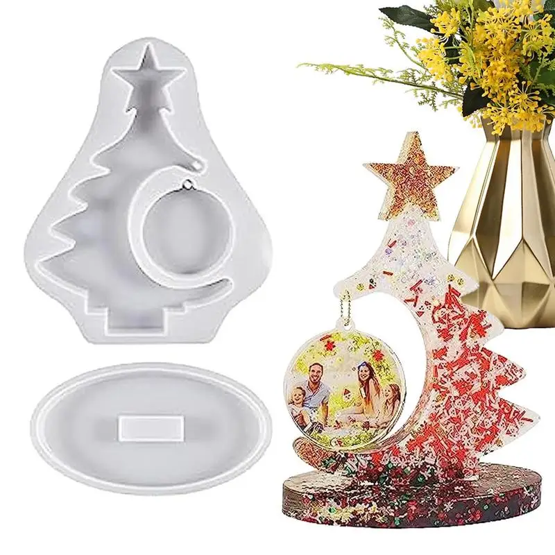 

DIY Christmas Ornament Silicone Mold Christmas Tree Photo Frame Craft Gift Making Crystal Epoxy Resin Plaster Casting Molds